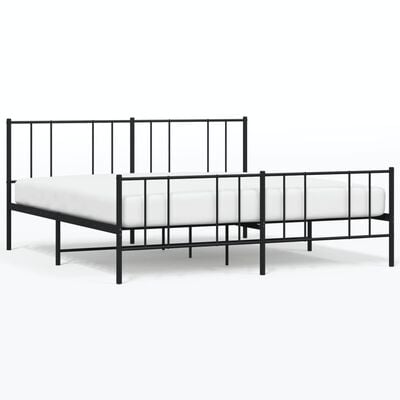 vidaXL Cadre de lit métal sans matelas avec pied de lit noir 200x200cm