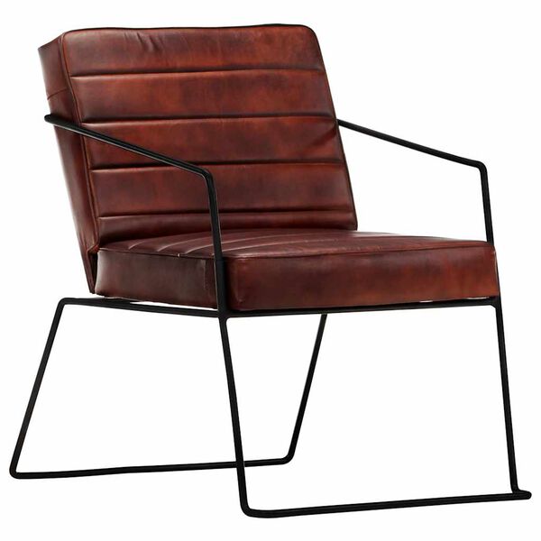vidaXL Fauteuil Marron fonc&eacute; Cuir v&eacute;ritable