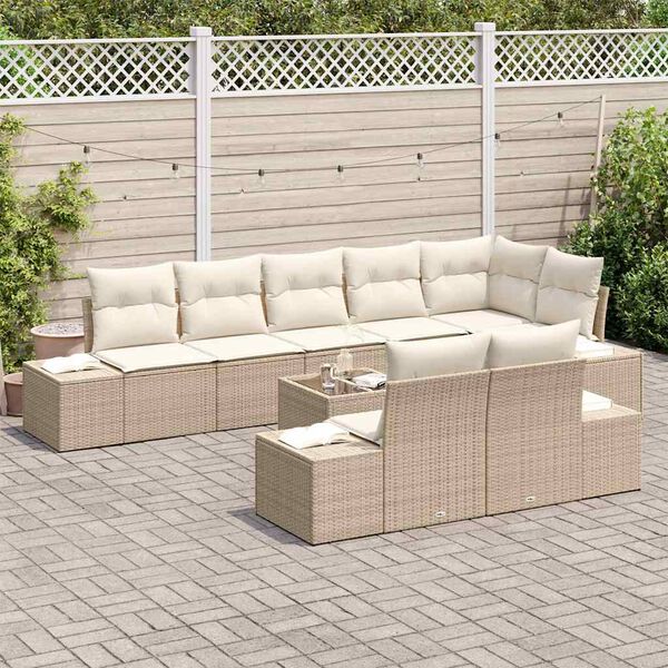 vidaXL Ensemble de canapé de jardin Beige et crème Poly rotin
