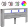 vidaXL T&ecirc;te de lit &agrave; LED sonoma gris 200x18,5x103,5 cm bois ing&eacute;nierie