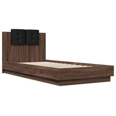 vidaXL Cadre de lit avec tête de lit chêne marron 90x200 cm