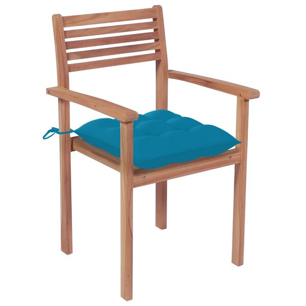 vidaXL Chaises de jardin lot de 2 et coussins bleu Bois de teck massif
