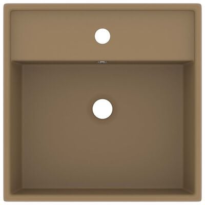 vidaXL Lavabo carré de luxe à trop-plein Crème mat 41x41 cm Céramique