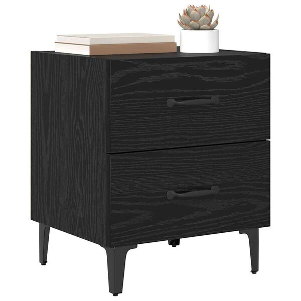 vidaXL Armoire de lit avec tiroir 2 pcs Ch&ecirc;ne noir 40 x 35 x 47,5 cm