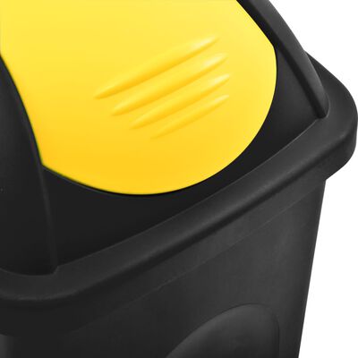 vidaXL Poubelle avec couvercle pivotant 60 L Noir et jaune