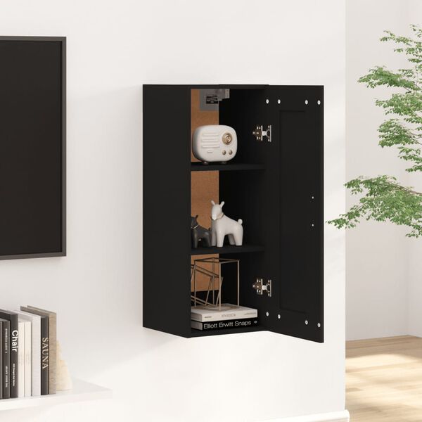 vidaXL Armoire murale Noir 35x34x90 cm Bois d'ing&eacute;nierie