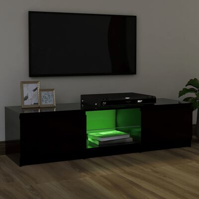 vidaXL Meuble TV avec lumières LED Noir 120x30x35,5 cm