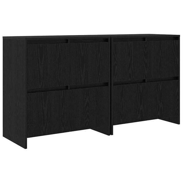 vidaXL Buffets 2 pcs Ch&ecirc;ne noir 70 x 41 x 75 cm Bois d'ing&eacute;nierie