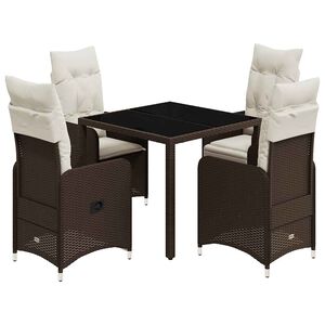 vidaXL Ensemble de bistro de jardin 5 pcs coussins marron poly rotin