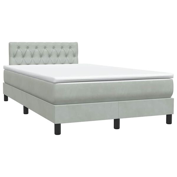 vidaXL Sommier &agrave; lattes de lit et matelas gris clair 120x220cm velours