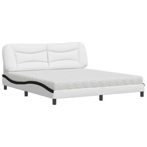 vidaXL Lit avec matelas Hvar blanc et noir 180x200 cm similicuir