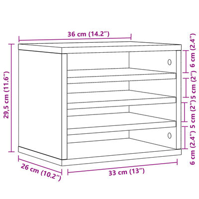 vidaXL Organisateur de bureau chêne fumé 36x26x29,5 cm