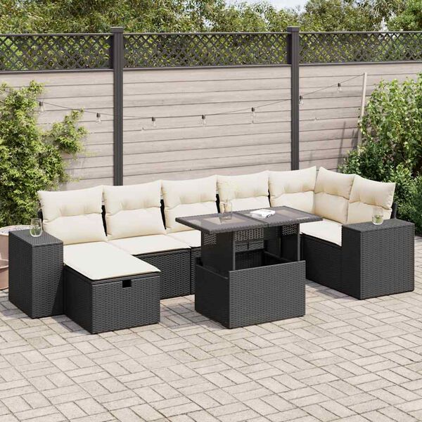 vidaXL Salon de jardin 5 pcs avec coussins noir r&eacute;sine tress&eacute;e