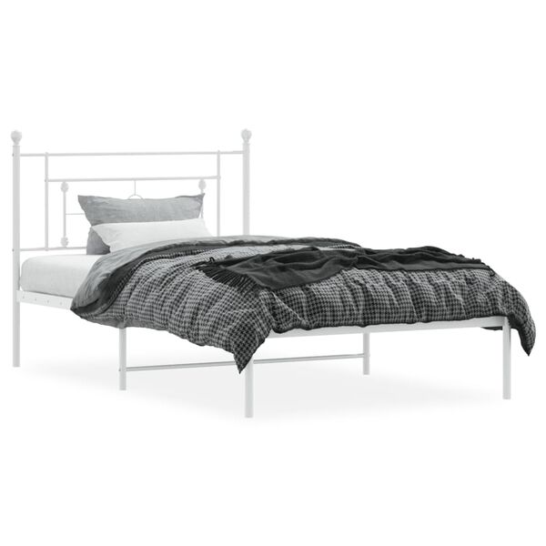 vidaXL Cadre de lit m&eacute;tal sans matelas et t&ecirc;te de lit blanc 107x203 cm