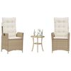 vidaXL Ensemble de bistro 3 pcs avec coussins beige r&eacute;sine tress&eacute;e