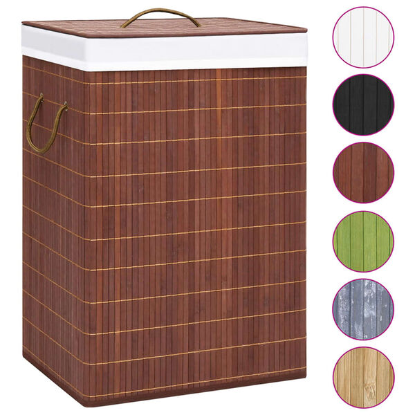 vidaXL Panier &agrave; linge avec 2 sections bambou marron 72 L