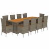 vidaXL Ensemble &agrave; manger de jardin 11pcs avec coussins gris poly rotin