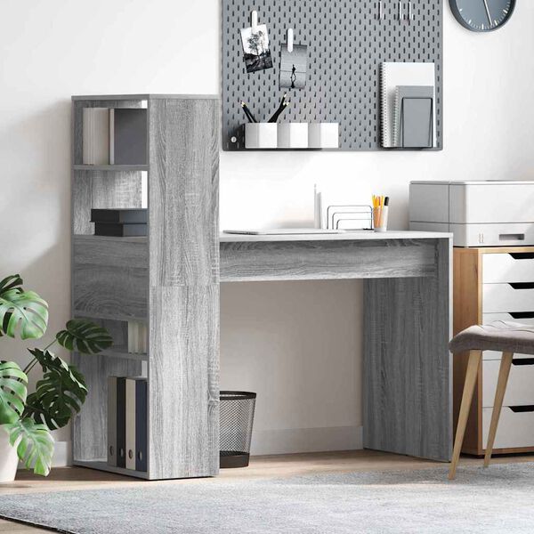 vidaXL Bureau Gris Sonoma 113 x 54 x 120 cm Bois d'ing&eacute;nierie
