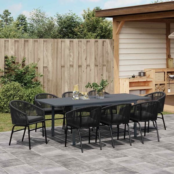 vidaXL Ensemble de salle &agrave; manger pour jardin 9 pcs Noir polyrotin