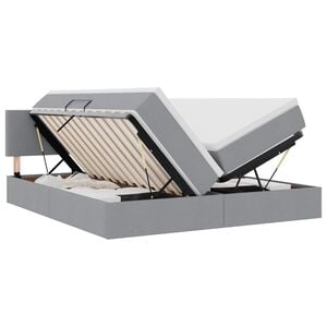 vidaXL Lit de rangement LED avec matelas Gris clair 180 x 200 cm Tissu