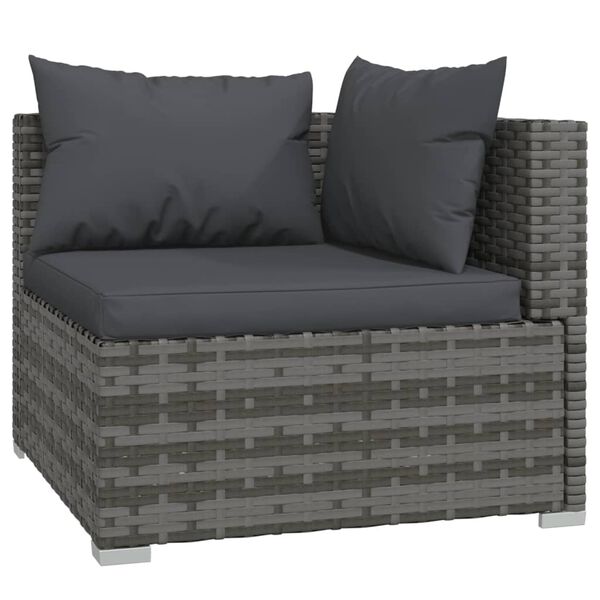 vidaXL Salon de jardin 8 pcs avec coussins Gris Résine tressée