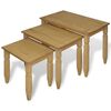 vidaXL Ensemble de tables gigognes 3 pi&egrave;ces Gamme Corona Pin mexicain