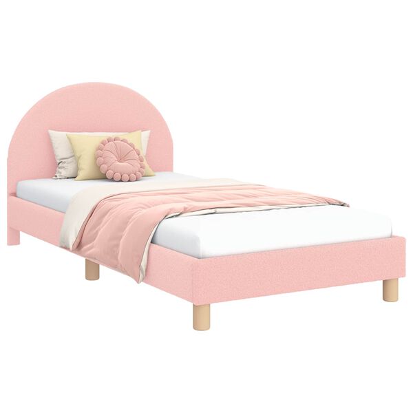 vidaXL Cadre de lit pour enfants avec t&ecirc;te de lit Rose 90 x 190 cm