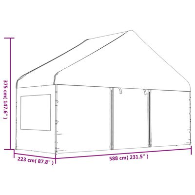 vidaXL Belvédère avec toit blanc 5,88x2,23x3,75 m polyéthylène