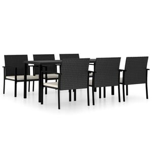 vidaXL Ensemble &agrave; manger de jardin 7 pcs R&eacute;sine tress&eacute;e Noir