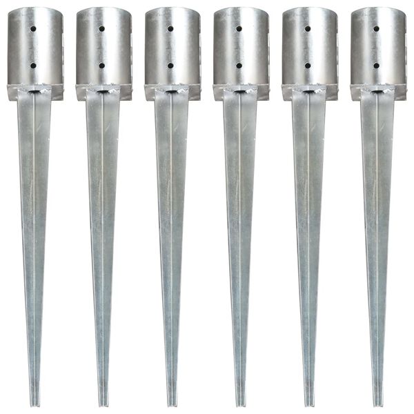 vidaXL Piquets au sol 6 pcs Argenté 10x76 cm Acier galvanisé