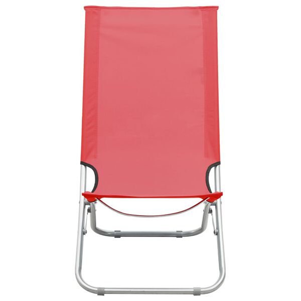 vidaXL Chaises de plage pliables lot de 2 Rouge Tissu
