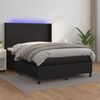 vidaXL Sommier &agrave; lattes de lit matelas LED Noir 140x190cm Similicuir