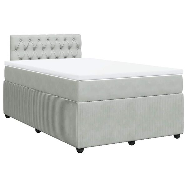 vidaXL Sommier &agrave; lattes de lit et matelas Gris clair 120x200cm Velours