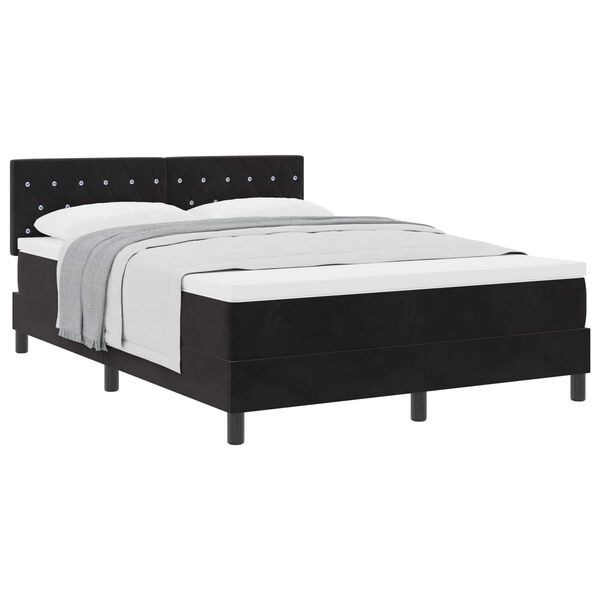 vidaXL Lit &agrave; ressorts avec matelas Noir 140 x 190 cm Velours