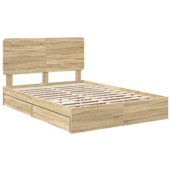 vidaXL Lit de Rangement Ch&ecirc;ne Sonoma 160 x 200 cm Bois d'ing&eacute;nierie