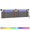 vidaXL T&ecirc;te de lit suspendue Avec lumi&egrave;re LED Gris fonc&eacute; PU antique