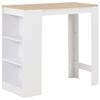 vidaXL Table de bar avec &eacute;tag&egrave;re Blanc 110x50x103 cm