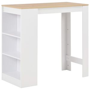 vidaXL Table de bar avec &eacute;tag&egrave;re Blanc 110x50x103 cm
