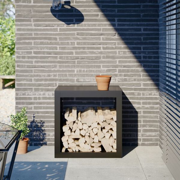 vidaXL Portant de bois de chauffage noir 60x40x60 cm acier