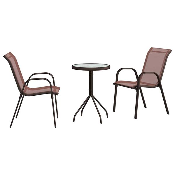 vidaXL Ensemble bistro de jardin 3 pcs Marron Acier