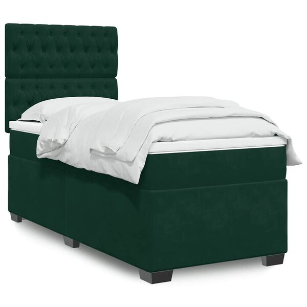 vidaXL Sommier &agrave; lattes de lit et matelas Vert fonc&eacute; 80x200 cm Velours