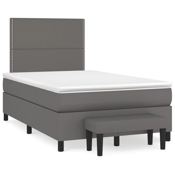 vidaXL Sommier &agrave; lattes de lit avec matelas gris 120x190 cm similicuir