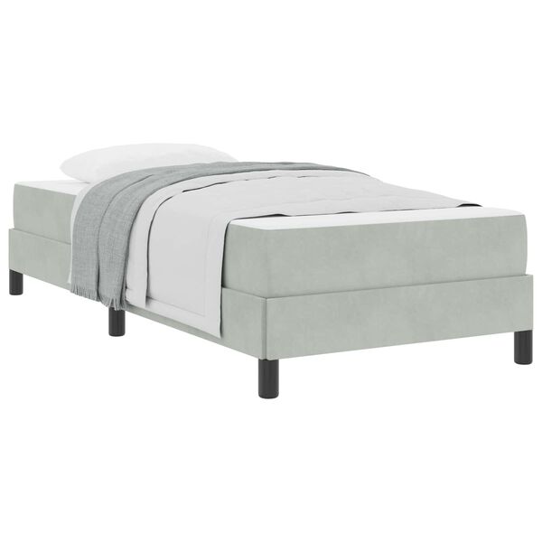 vidaXL Lit &agrave; ressorts avec matelas Gris clair 80 x 220 cm tissu