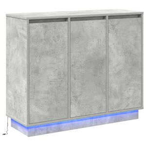 vidaXL Buffet LED Gris b&eacute;ton 90 x 32 x 75 cm Bois d'ing&eacute;nierie