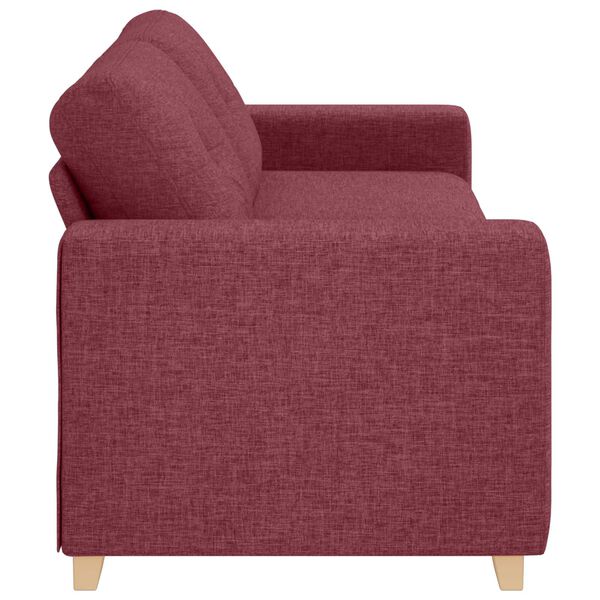 vidaXL | Sofa 3 places | avec coussin Rouge bordeaux tissu