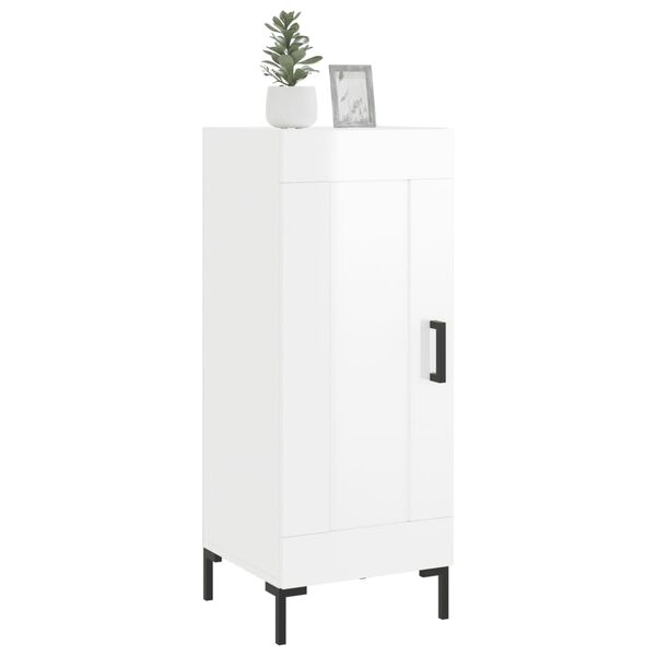 vidaXL Buffet Blanc brillant 34,5x34x90 cm Bois d'ing&eacute;nierie
