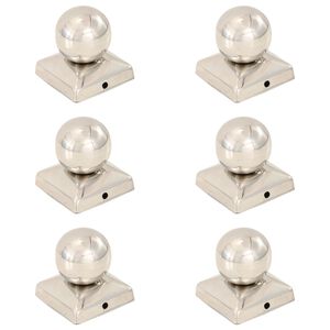 vidaXL Bouchons de poteau 6 pcs Globe final Acier inoxydable 71x71 mm