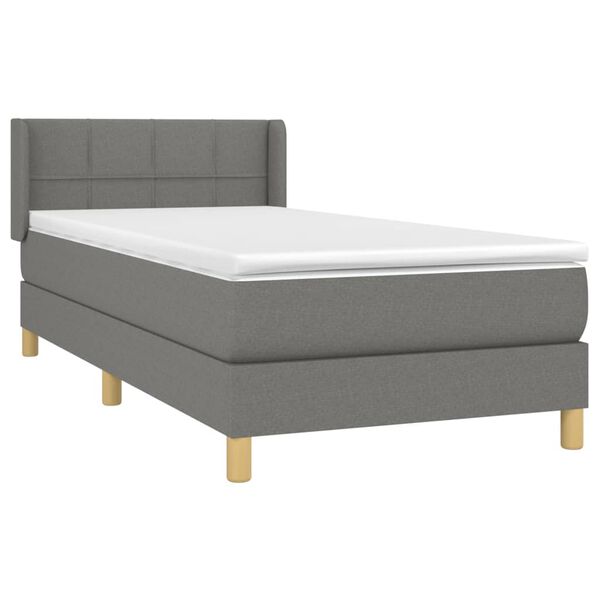 vidaXL Sommier &agrave; lattes de lit avec matelas Gris fonc&eacute; 80x200 cm Tissu