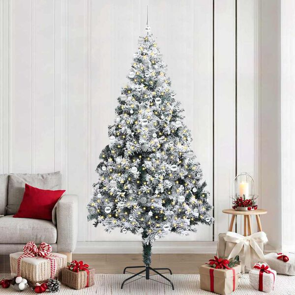 vidaXL Sapin de No&euml;l artificiel Blanc 240 cm PVC, Acier et Plastique