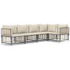 vidaXL Salon de jardin 5 pcs avec coussins anthracite r&eacute;sine tress&eacute;e